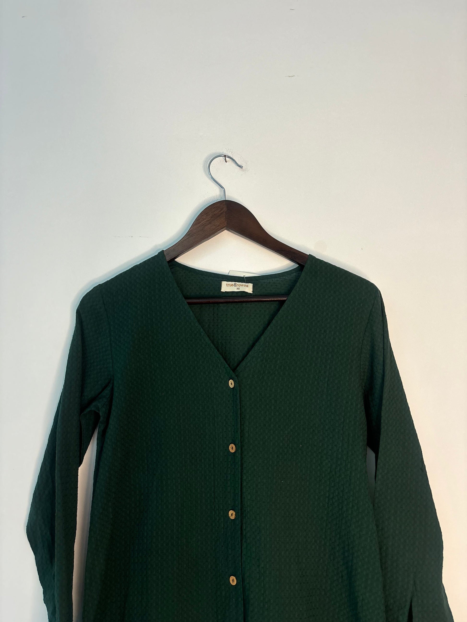 trueBrowns Dark Green Dobby Top | Swadesiicart