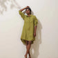 trueBrowns Pear Green Cotton Linen Dress | Swadesiicart