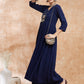 InWeave Women's Royal Blue Chikankari Long Anarkali Kurta Sharara Set - Swadesiicart