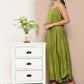 InWeave Women's Olive Green Strappy Set With Pink Green Floral Cape - Swadesiicart