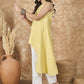 InWeave Light Yellow Side Asymmetric Kurta Set - Swadesiicart