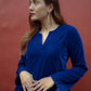 trueBrowns Blue Solid Velvet Co-Ord Set - Swadesiicart