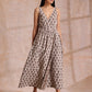 trueBrowns Clay Dabu Buta Print Cotton Sleeveless Wrap Dress | Swadesiicart