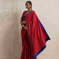 trueBrowns Red Silk Ready To Wear Saree | Swadesiicart