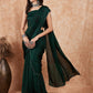 InWeave Women's Dark Green Black Gota Skirt Saree - Swadesiicart