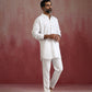 trueBrowns Men's White Cotton Shirt Collar Stylized Kurta Co-ord set - Swadesiicart