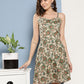 InWeave Women's Dark Green Floral Back Tie Up Detail Dress - Swadesiicart