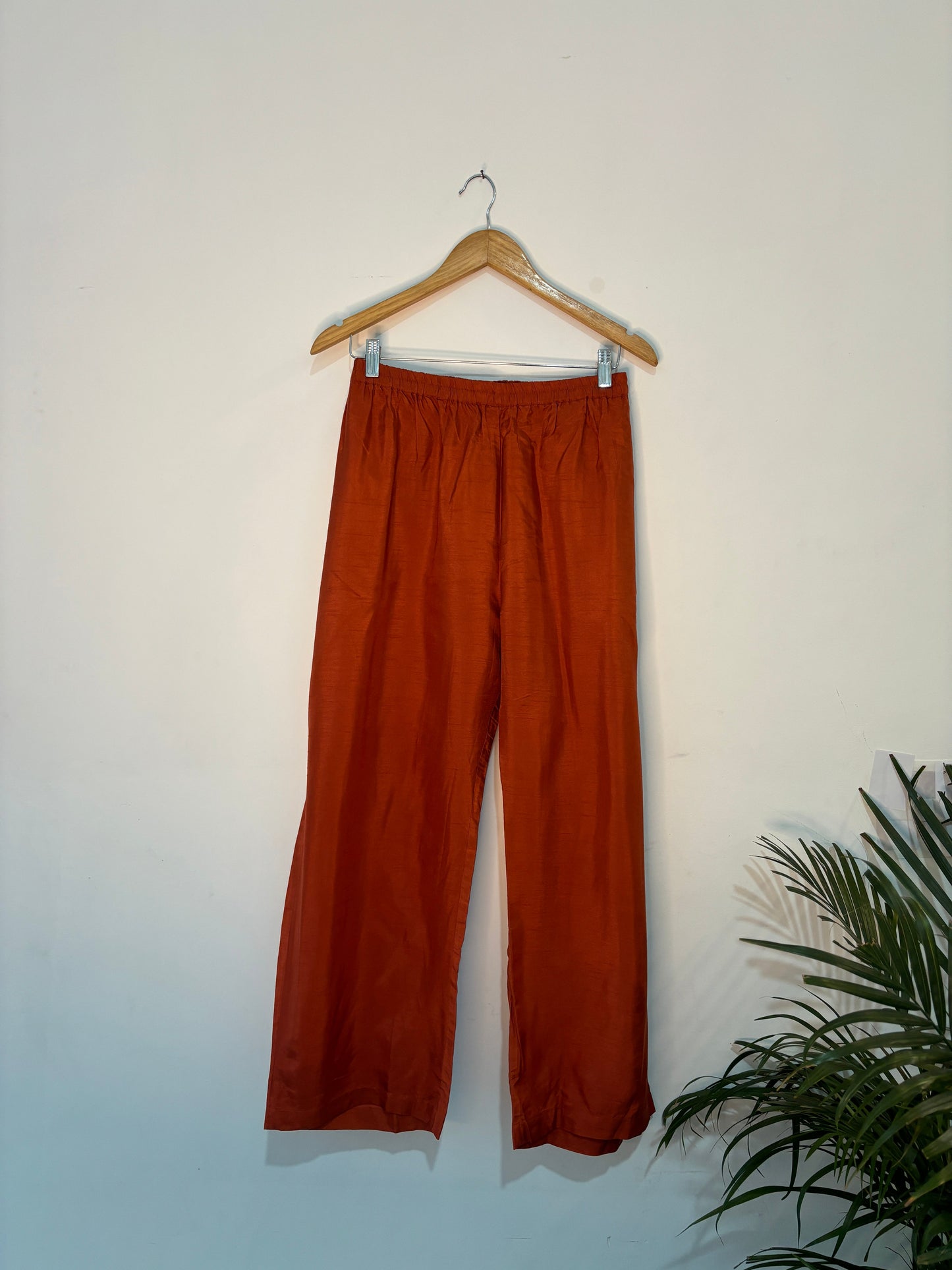 trueBrowns Orange Silk Straight Co Ord Set - Swadesiicart