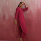 trueBrowns Magenta Cotton Dobby Kurta Set | Swadesiicart