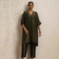 trueBrowns Olive Green Tissue Kurta Co-ord Set - Swadesiicart