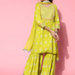 InWeave Women's Light Green Gota Work Kurta Sharara Set - Swadesiicart