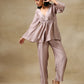 trueBrowns Grey Textured Silk Deep V-Neck Co-Ord Set - Swadesiicart