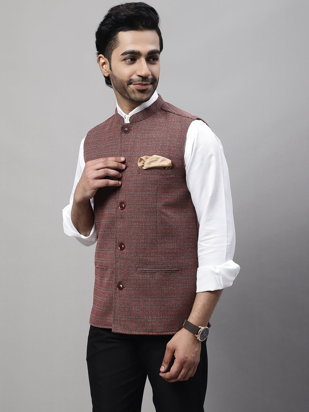 Even Apparels Men's Multi Nehru Jacket With Welt Pockets | Swadesiicart