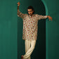 trueBrowns Men's Off White Floral Bunch Muslin Silk Printed Co-ord Set - Swadesiicart