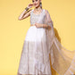 Ahalyaa White & Gold-Toned Printed Ready to Wear Lehenga & Blouse With Dupatta | Swadesiicart