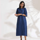 trueBrowns Blue Slub Dress | Swadesiicart
