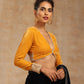 trueBrowns Mustard Velvet Lace Blouse | Swadesiicart
