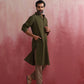 trueBrowns Men's Olive green Mandarin Collar Kurta | Swadesiicart
