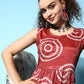 InWeave Women's Maroon Bandhani Motif Tiered Sharara Set - Swadesiicart