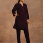 trueBrowns Wine Velvet Solid Co-ord Set - Swadesiicart