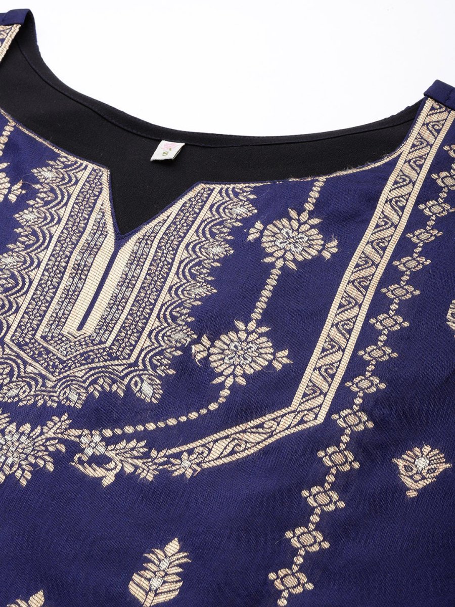 Ahalyaa Unstitched Navy Blue Dress Material | Swadesiicart