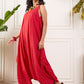 InWeave Red Round Sleeveless Jumpsuit - Swadesiicart