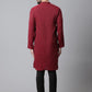 Even Apparels Maroon Solid Kurta With Band Collar | Swadesiicart