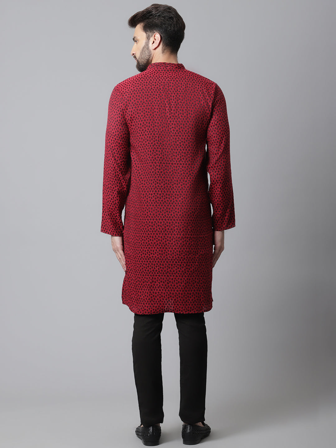 Even Apparels Maroon Solid Kurta With Band Collar | Swadesiicart