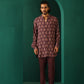 trueBrowns Men's Deep Purple Paan Muslin Silk Printed Co-ord Set - Swadesiicart
