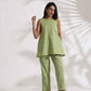 trueBrowns Green Slub Co-ord Set - Swadesiicart