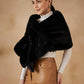 InWeave Women's Black Long Faux Fur Cape - Swadesiicart