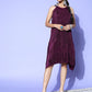 InWeave Women's Wine Pleated Dress - Swadesiicart