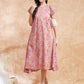 InWeave Women's Pink Coral Floral Print A Line Dress - Swadesiicart