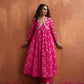 trueBrowns Red Print Flared Anarkali Kurta Set | Swadesiicart
