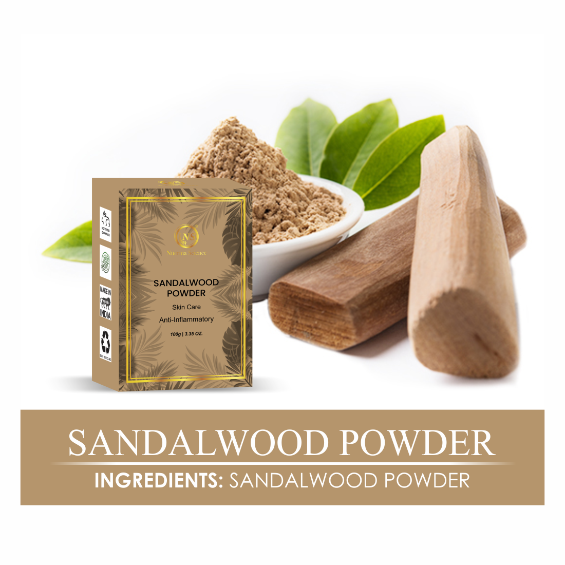 Nuerma Science Sandalwood(Chandan)  Powder for De Tan, Glowing skin & Ageing Marks | Swadesiicart