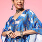 InWeave Women's Ink Blue Indian Bull Print Kaftan - Swadesiicart
