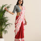 trueBrowns Maroon Grey Muslin Ikat Saree | Swadesiicart