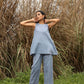 trueBrowns Blue Cotton Sleeveless Co-ord Set - Swadesiicart