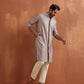 trueBrowns Men's Beige Cotton Dobby Kurta | Swadesiicart