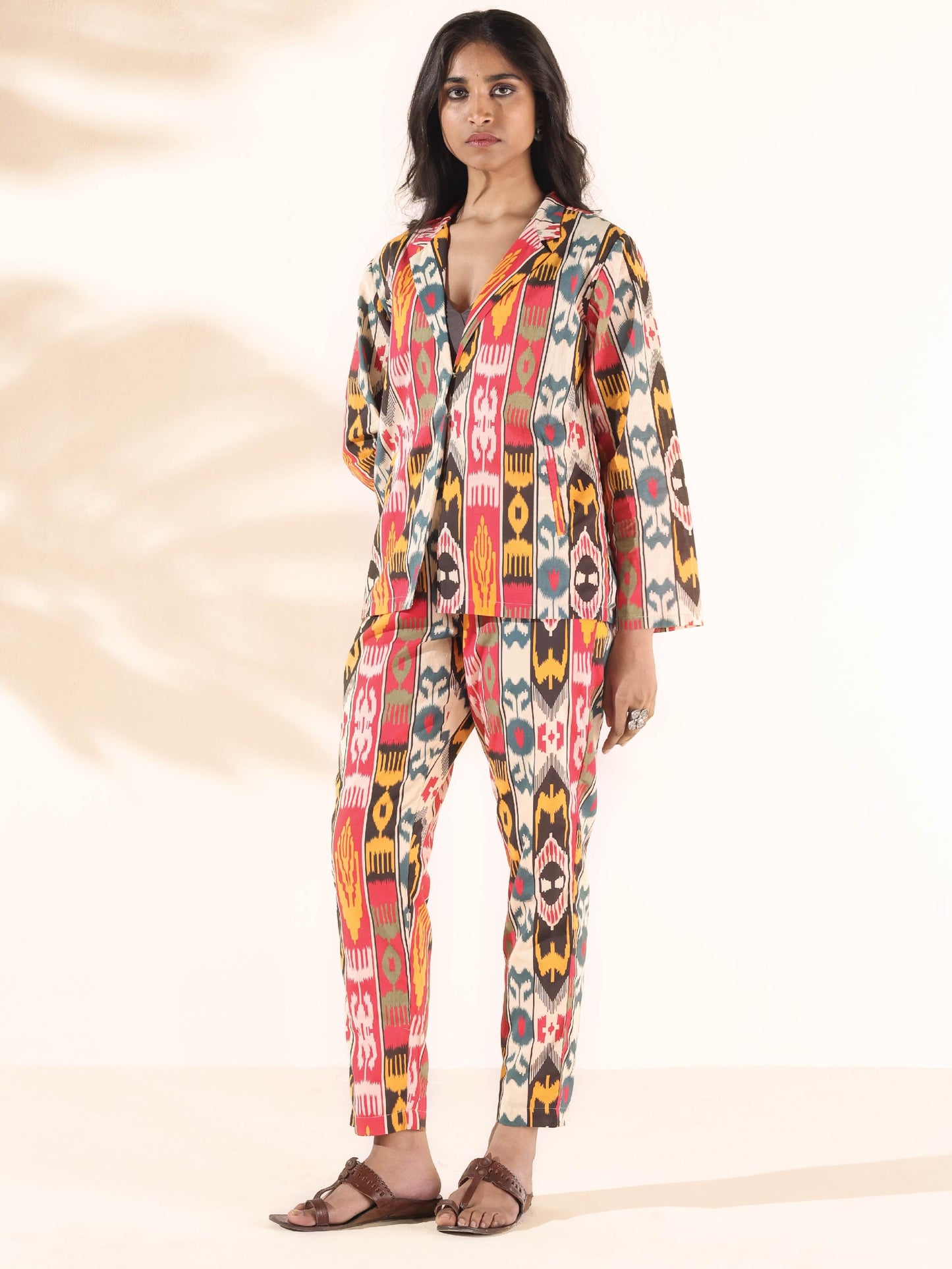 trueBrowns Cola Cotton Ikat Pant Suit Set - Swadesiicart