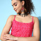 InWeave Women's Pink Bandhani Strappy Kurta Set - Swadesiicart