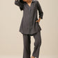 trueBrowns Slate Grey Slub Texture Collar Short Co-Ord Set - Swadesiicart