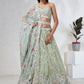 House of Panchhi Lime Green Chiffon Sequins And Thread Embroidery Lehenga Choli & Dupatta | Swadesiicart