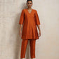 trueBrowns Orange Silk Kurta Co-ord Set - Swadesiicart