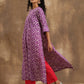 trueBrowns Purple Zig-Zag Printed Silk Kurta Pant Set | Swadesiicart