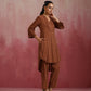 trueBrowns Brown Cotton Dobby Kurta Co-ord set - Swadesiicart