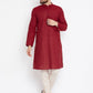 Even Apparels Maroon Pure Cotton Kurta With Band Collar | Swadesiicart
