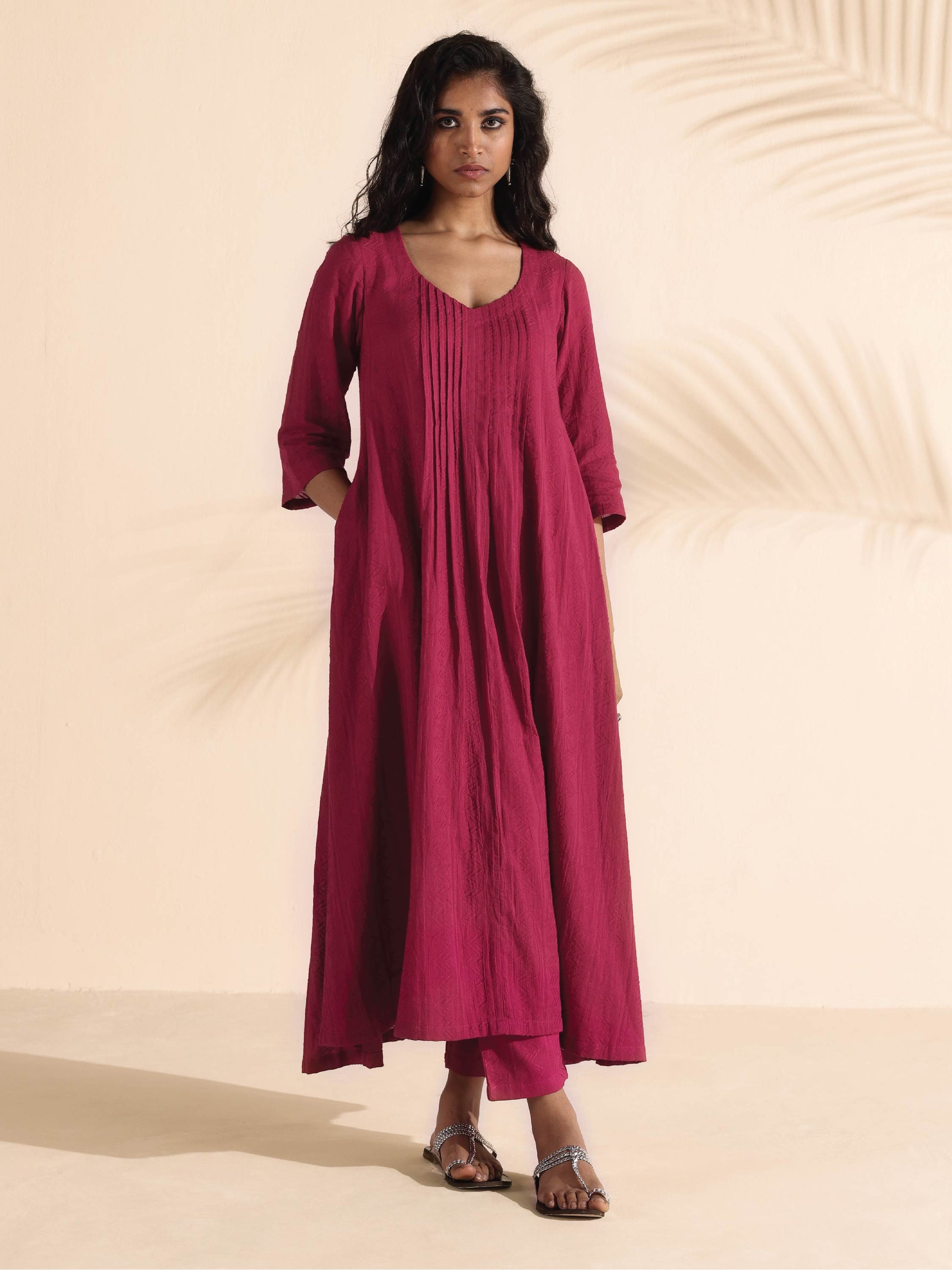 trueBrowns Carrot Cotton Dobby Kurta Pant Set | Swadesiicart