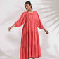 trueBrowns Pink Cotton Tier Dress | Swadesiicart