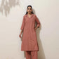 trueBrowns Peach Cotton Linen Kurta Pant Set | Swadesiicart